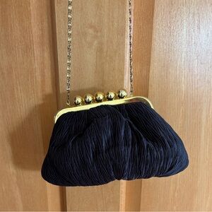Vintage Carla Marchi Black Evening Purse with Gold Detailing